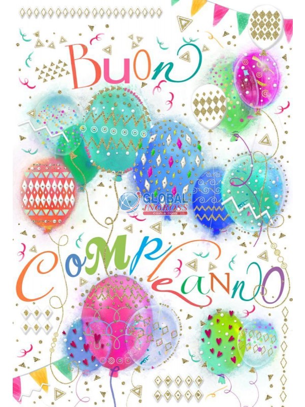 BIGLIETTO COMPLEANNO PALLONCINI