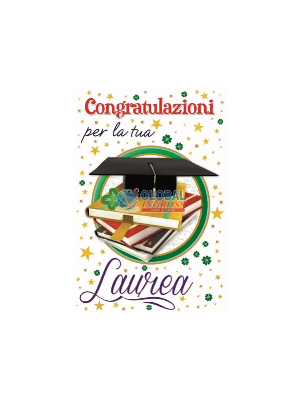 BIGLIETTO LAUREA QUADRIFOGLI E STELLINE