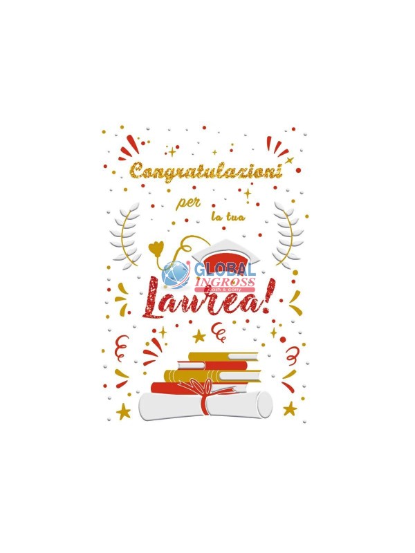 BIGLIETTO LAUREA ORO E ROSSO