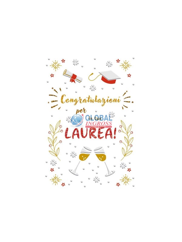 BIGLIETTO LAUREA ORO E ROSSO BRINDISI