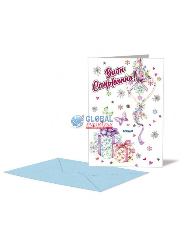 BIGLIETTO COMPLEANNO FEMMINILE REGALI DOPPIA ROTELLA