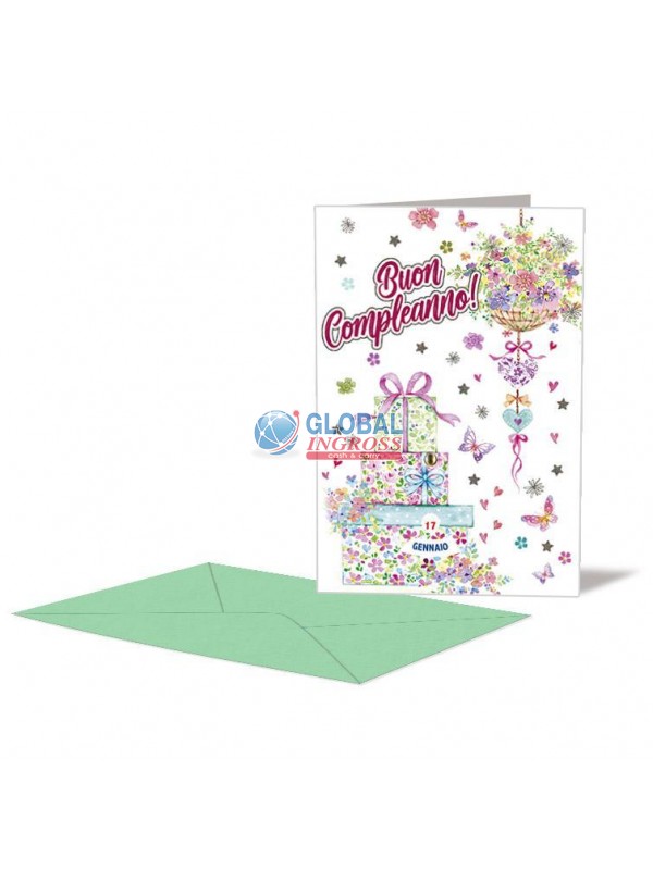 BIGLIETTO COMPLEANNO FEMMINILE DONI DOPPIA ROTELLA
