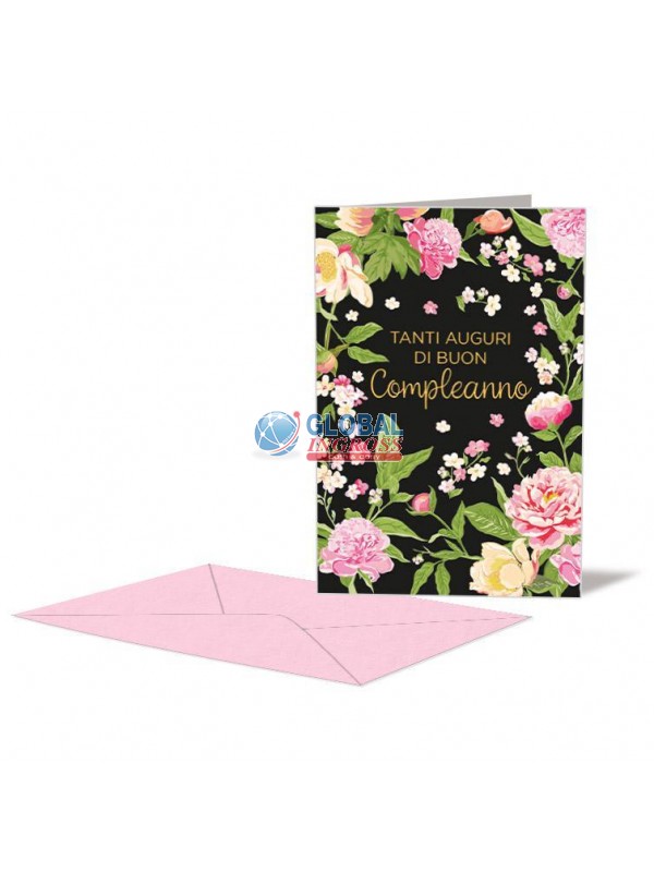 BIGLIETTO AUGURI FEMMINILE BLACK