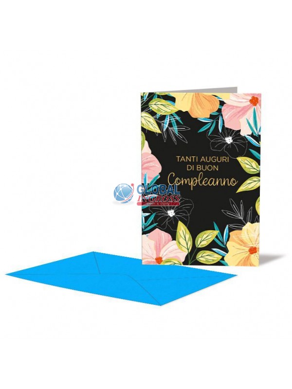 BIGLIETTO AUGURI COMPLEANNO BLACK