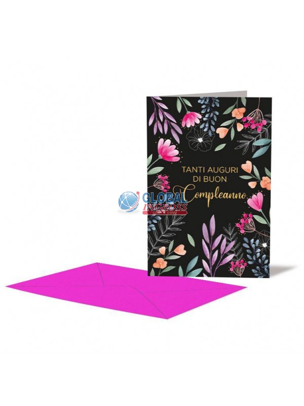 BIGLIETTO AUGURI FEMMINILE BLACK