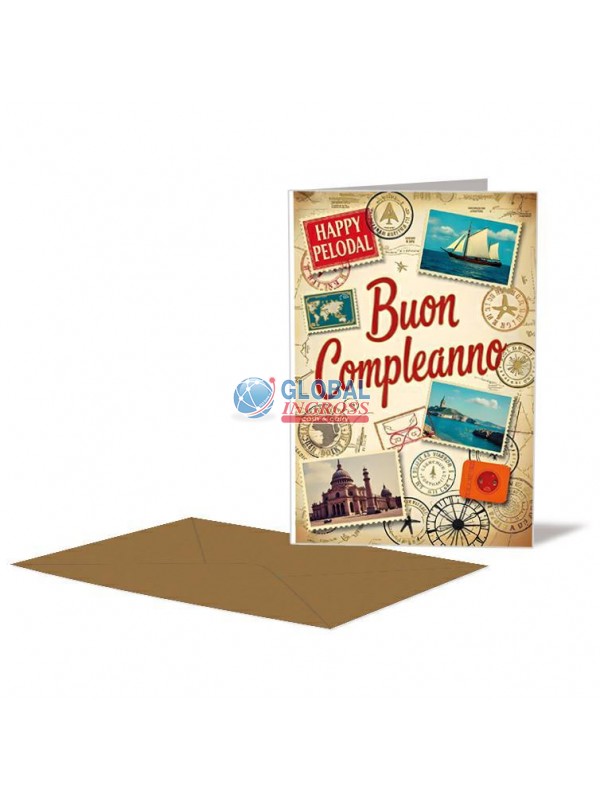 BIGLIETTO COMPLEANNO VIAGGI VINTAGE