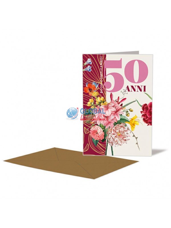 BIGLIETTO 50 ANNI ROSA