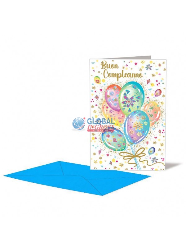 BIGLIETTO COMPLEANNO PALLONCINI
