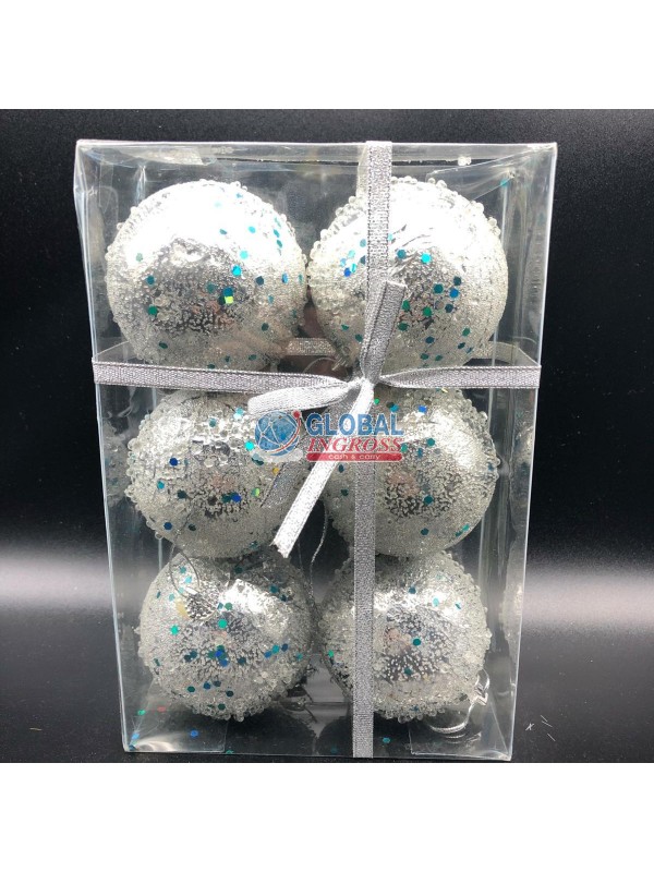 SFERA NATALIZIA ARGENTO7CM 6pz