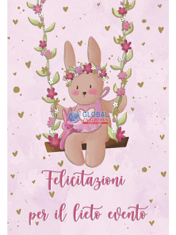BIGLIETTO NASCITA BIMBACONIGLIETTO