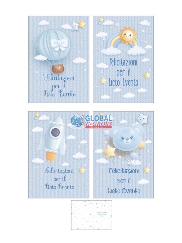 BIGLIETTO NASCITA AZZURRO