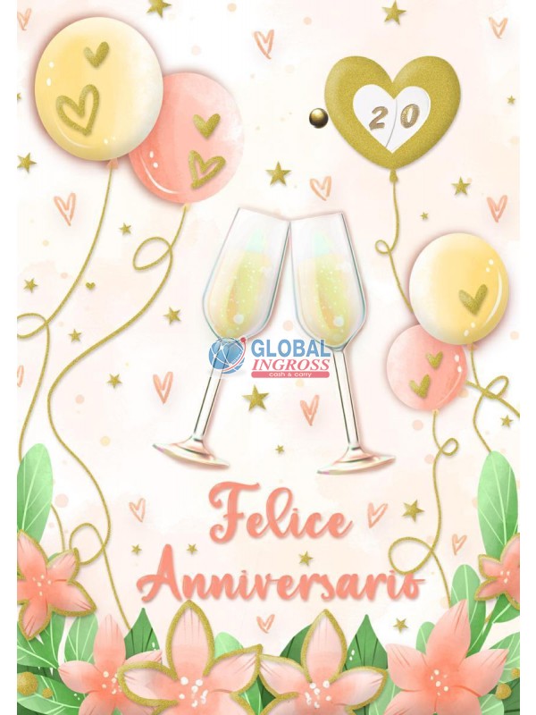 BIGLIETTO ANNIVERSARIO ROTELLE ORO