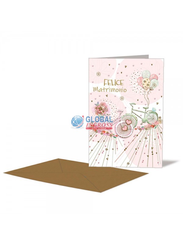BIGLIETTO NOZZE BICI E PALLONCINI
