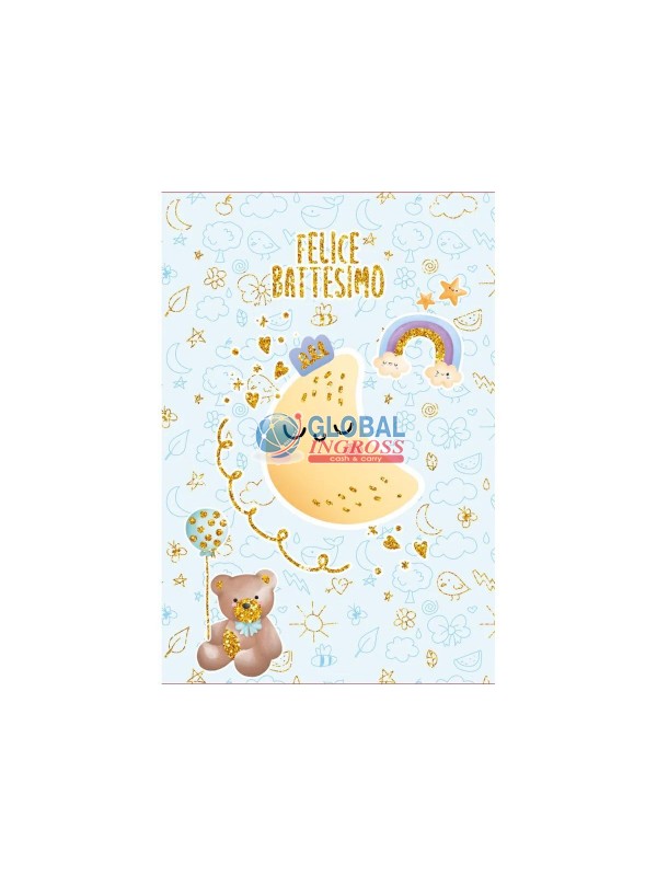 BIGLIETTO BATTESIMO CELESTE LUNA