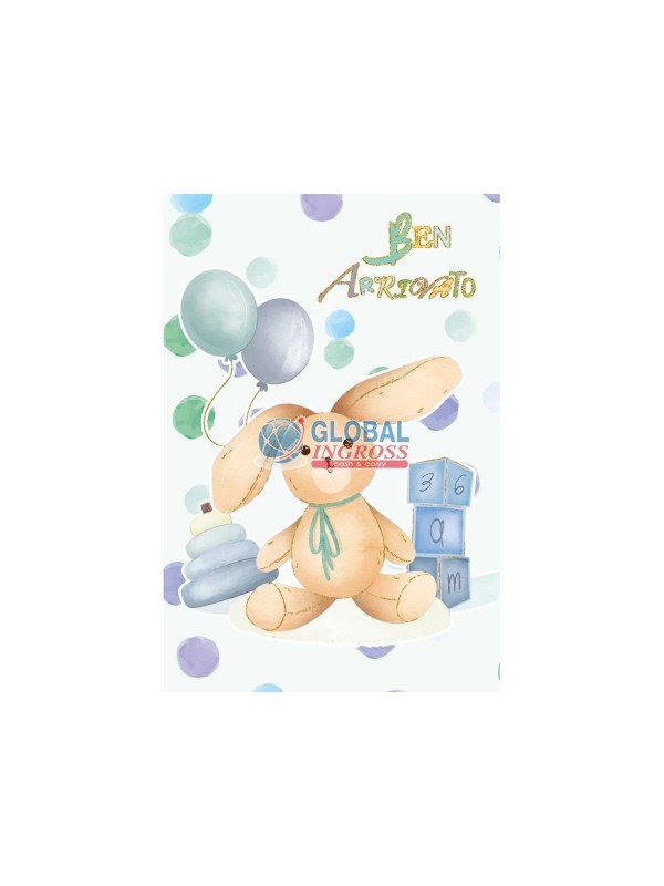 BIGLIETTO NASCITA CONIGLIO BEN ARRIVATO