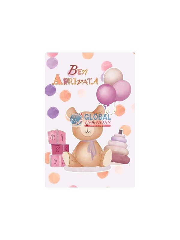 BIGLIETTO NASCITA ORSO BEN ARRIVATA