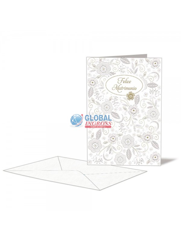 BIGLIETTO NOZZE P/S FIORI PERLA