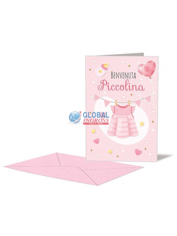 BIGLIETTO NASCITA ROSA BODY