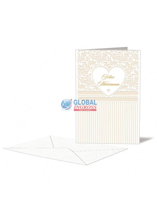 BIGLIETTO NOZZE ORO E PERLA