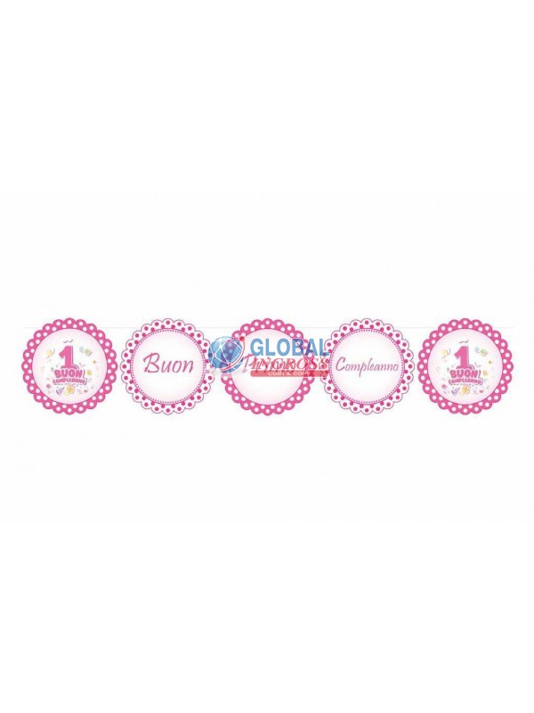 FESTONE TONDO COMPLEANNO ROSA 2mt