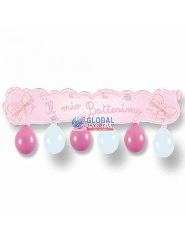 KIT BATTESIMO ROSA C/PALLONCINI 1mt