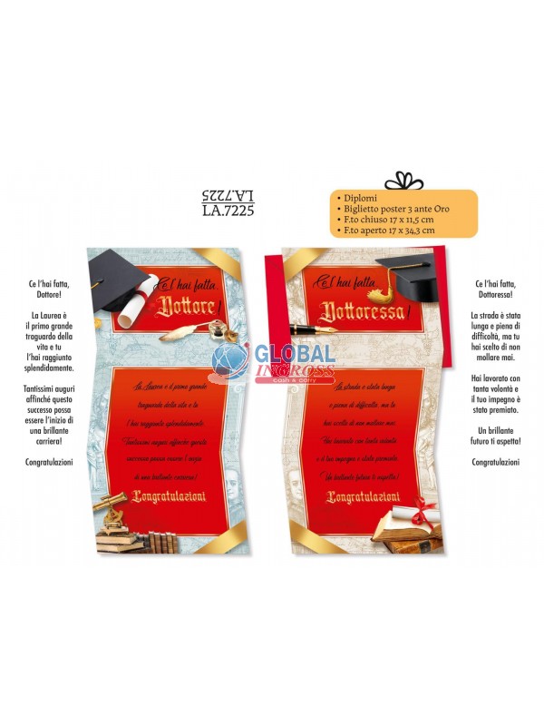 BIGLIETTO LAUREA DIPLOMA A 3 ANTE