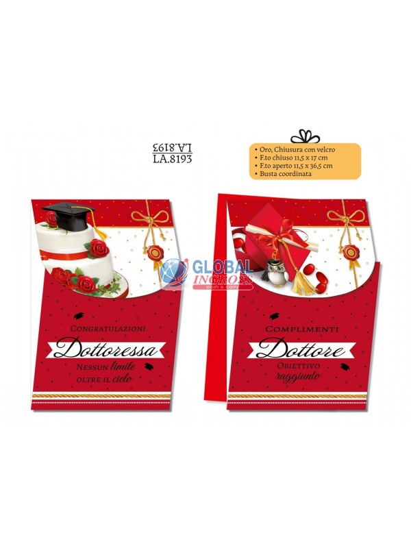 BIGLIETTO LAUREA FUSTELLA C/VELCRO