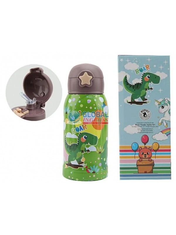 BORRACCIA TERMICA C/CANNUCCIA DINOSAURO 500ml