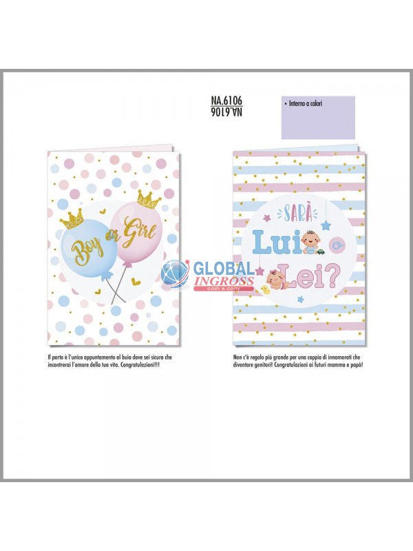 BIGLIETTO BABY SHOWER GIRL OR BOY