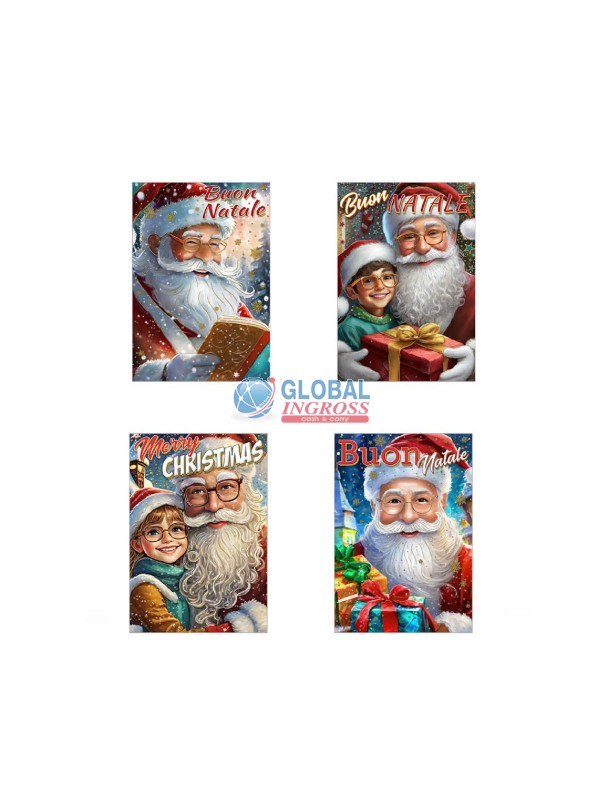 BIGLIETTO NATALE BABBO LIBRO