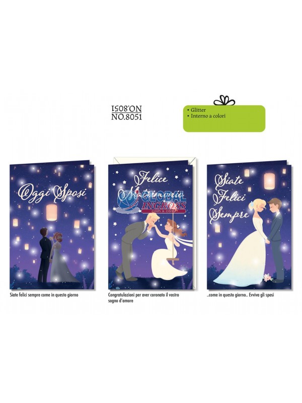 BIGLIETTO NOZZE LANTERNE NEL BLU