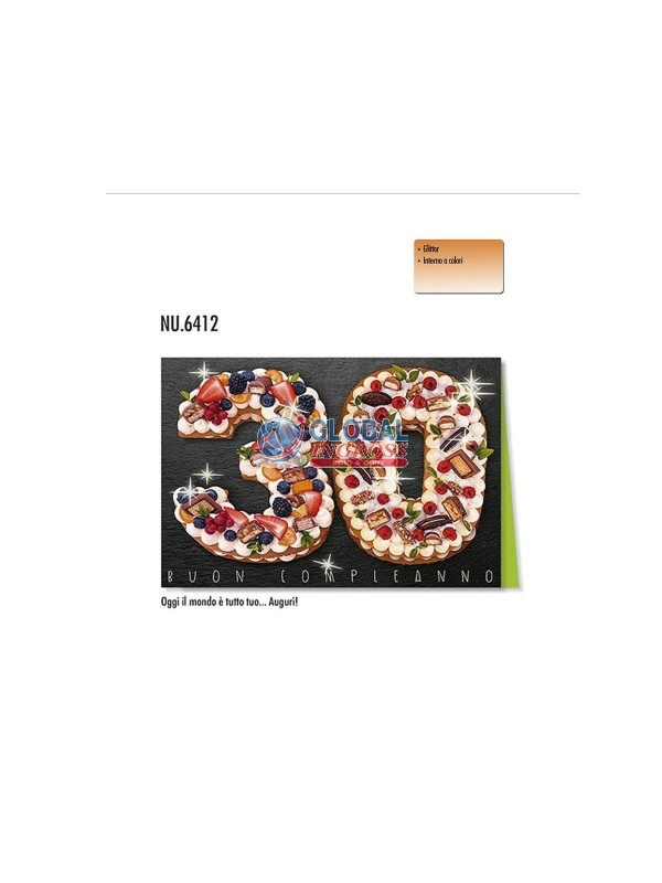 BIGLIETTO 30 TORTA GLITTER