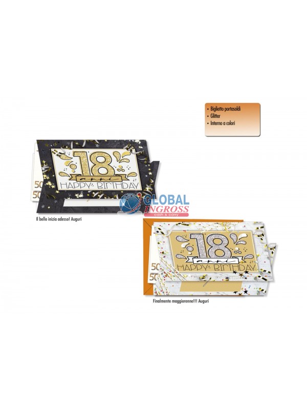 BIGLIETTO 18 ANNI P/S GLITTER
