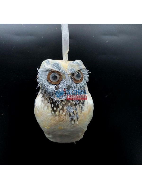 GUFO DECORATIVO BIANCO 10CM