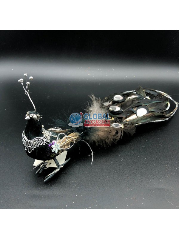 PAVONE DECORATIVO NERO 33CM