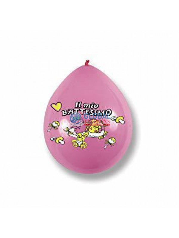 PALLONCINI BATTESIMO ROSA 16pz