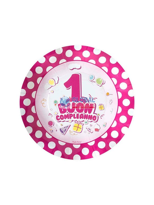 PIATTO 1 ANNO ROSA 21cm10pz