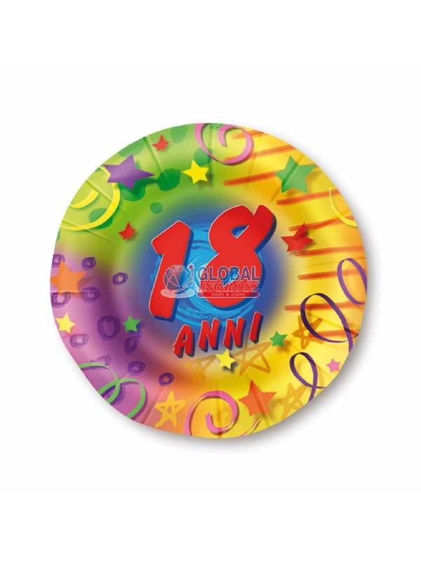 PIATTI 18 ANNI MULTICOLOR 21cm 10pz