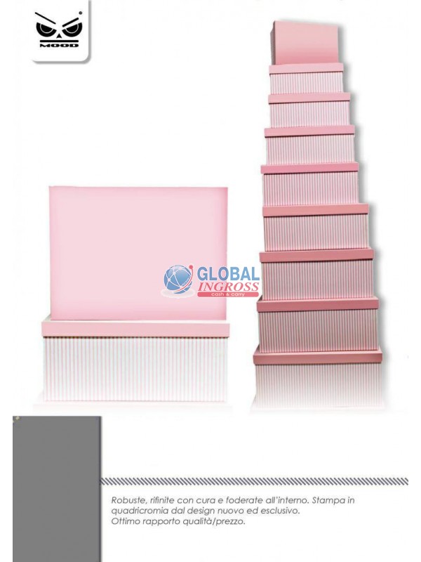 SCATOLA RIGHE ROSA 35x27x15