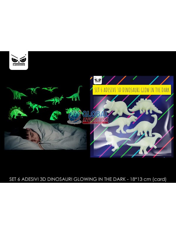 SET 6 DINOSAURI ADESIVIGLOW IN THE DARK