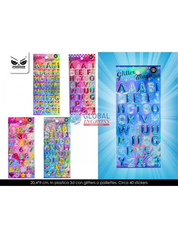 STICKERS LETTERE E NUMERI GLITTER