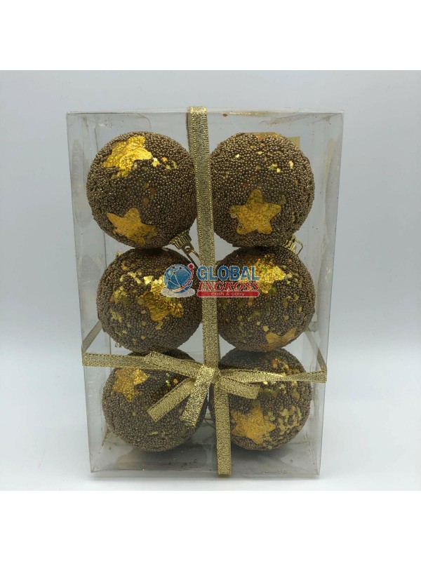 PALLE ORO C/STELLE 6cm 6pz