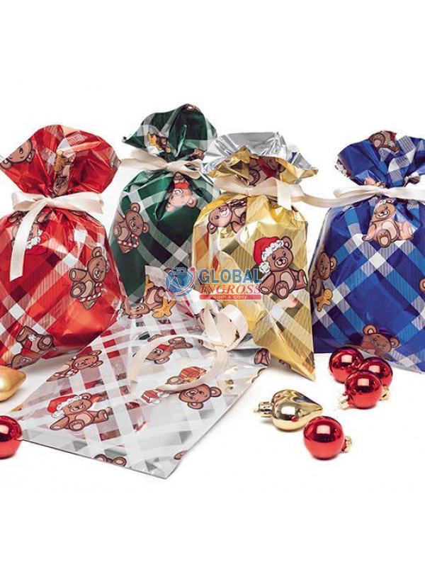 BUSTA NATALE PELUCHE 40x65 COL.ASS.