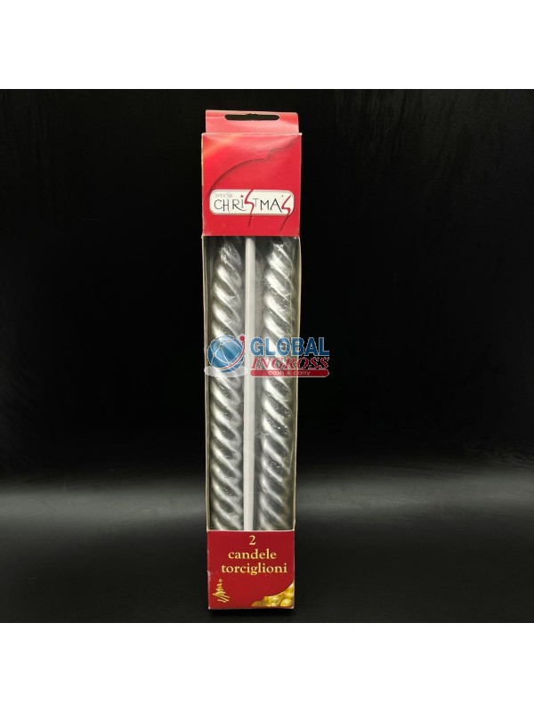 CANDELA TORCIGLIONE ARGENTO 2PZ
