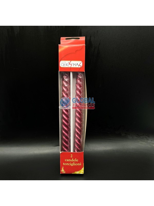 CANDELE TORCIGLIONE ROSSE 2 PZ