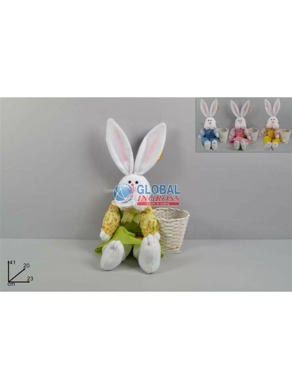 CONIGLIO SEDUTO C/CESTINO 41cm