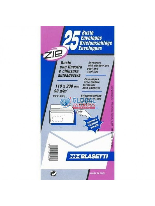 BUSTE 11x23 C/FINESTRA 25pz STRIP