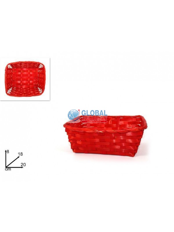 CESTINO INTRECCIATO RETTANGOLARE ROSSO