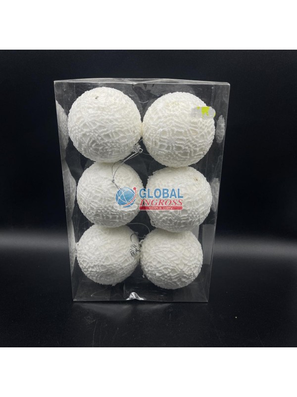 PALLE MERLETTO/GLITTER BIANCO 6pz