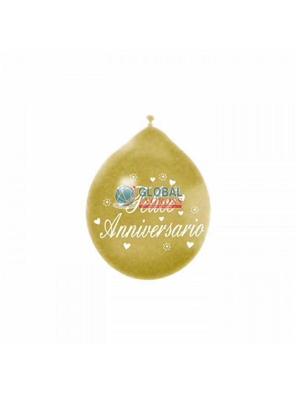 PALLONCINI MEDIUM 20pz ANNIVERSARIO ORO 10'/26cm
